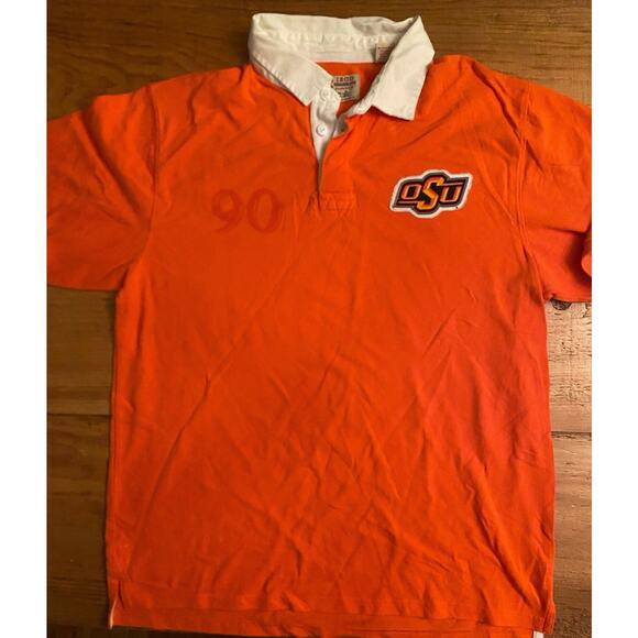 Vintage Izod Collegiate Oklahoma State Orange Polo White Short Sleeve Collar XL - Picture 1 of 13